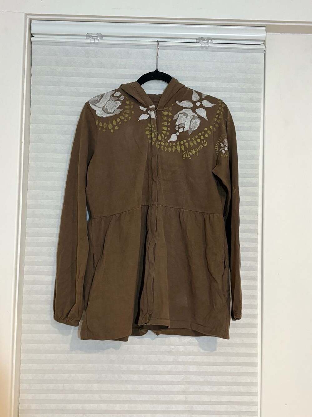 Good Karma by Life is Good Hoodie Size L Brown Floral Organic Cotton